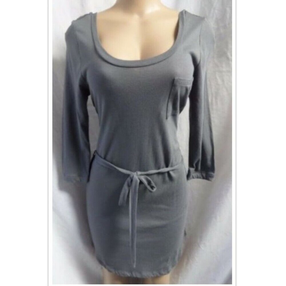 NWT  BANANA REPUBLIC GRAY 3/4 SLEEVE CASUAL LOUNGE TEE DRESS SIZE: S NWT